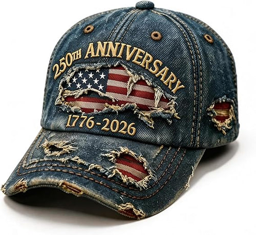 250th Anniversary Vintage Patriotic Embroidered Cap🎁 Free Collectible Honor Coin With Every Cap Purchase