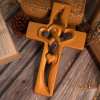 🔥LAST DAY 50% OFF - ❤️100% Hand-Carved Intertwined Hearts Natural Wooden Cross✝️